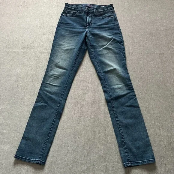 NYDJ Samantha Slim Jeans Women 6 Blue Denim Mid Rise Stretch Lift & Tuck Casual - Picture 1 of 10